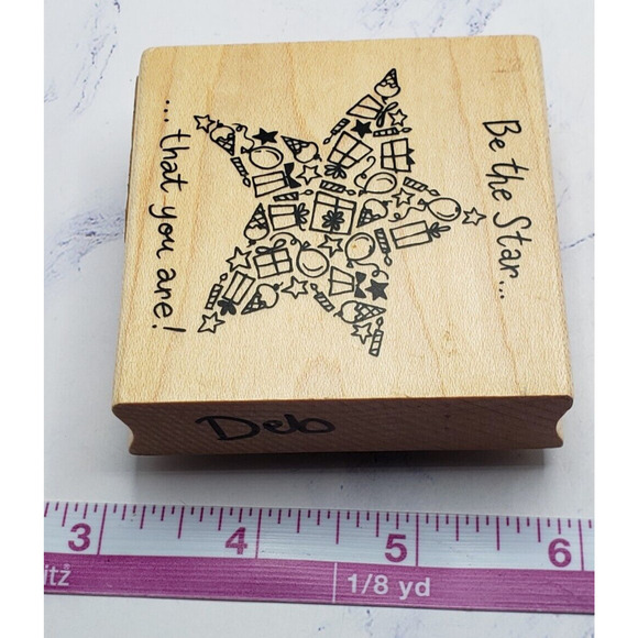 Inkadinkado Be The Star Presents & Balloon Star Wood Mounted Rubber Stamp 99325 - Picture 7 of 7